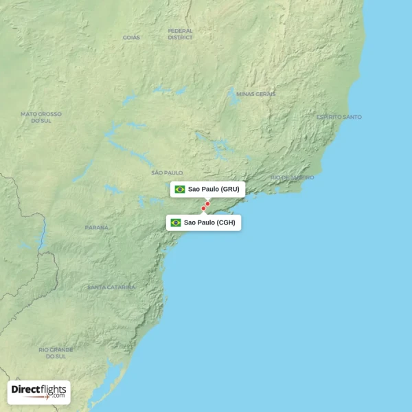 Sao Paulo - Sao Paulo direct flight map