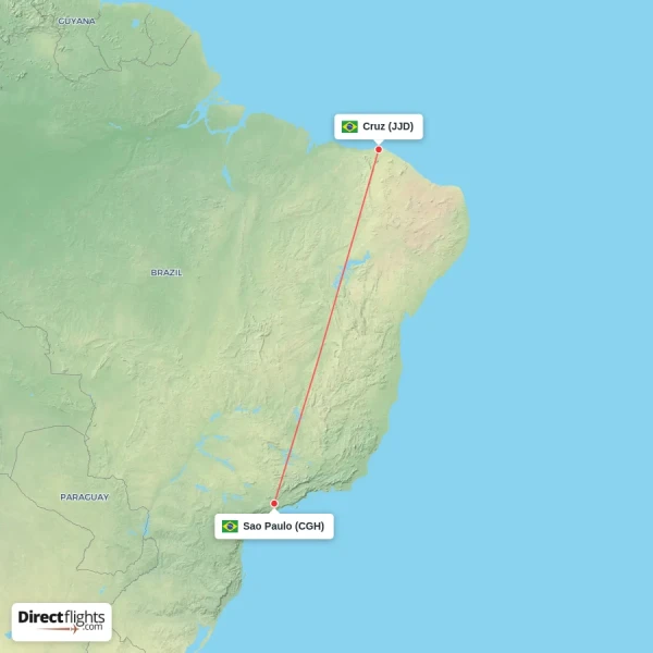 Sao Paulo - Cruz direct flight map