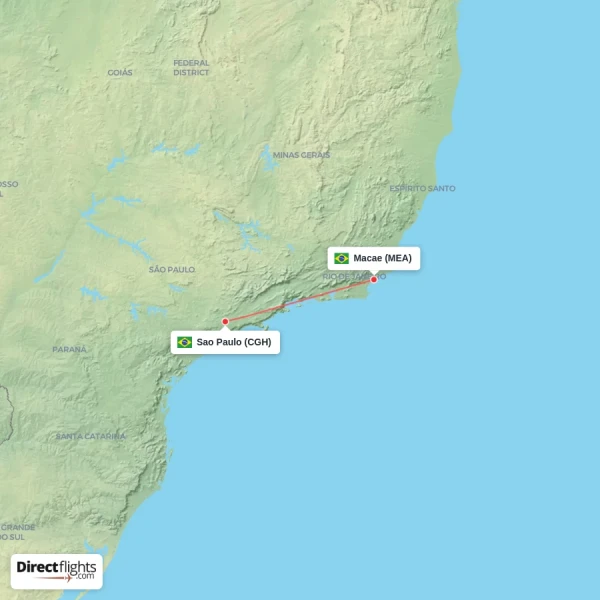 Sao Paulo - Macae direct flight map