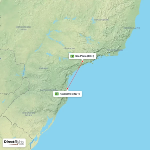 Sao Paulo - Navegantes direct flight map