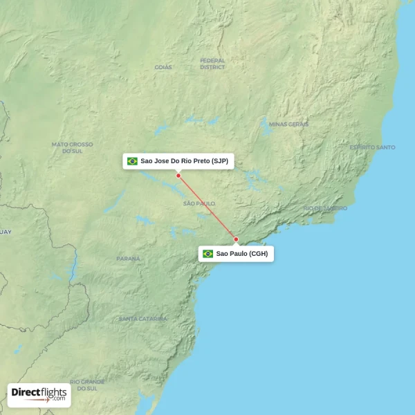 Sao Paulo - Sao Jose Do Rio Preto direct flight map