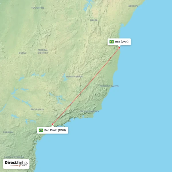 Sao Paulo - Una direct flight map
