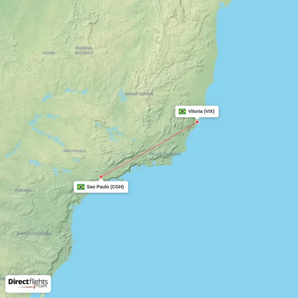 Sao Paulo - Vitoria direct flight map