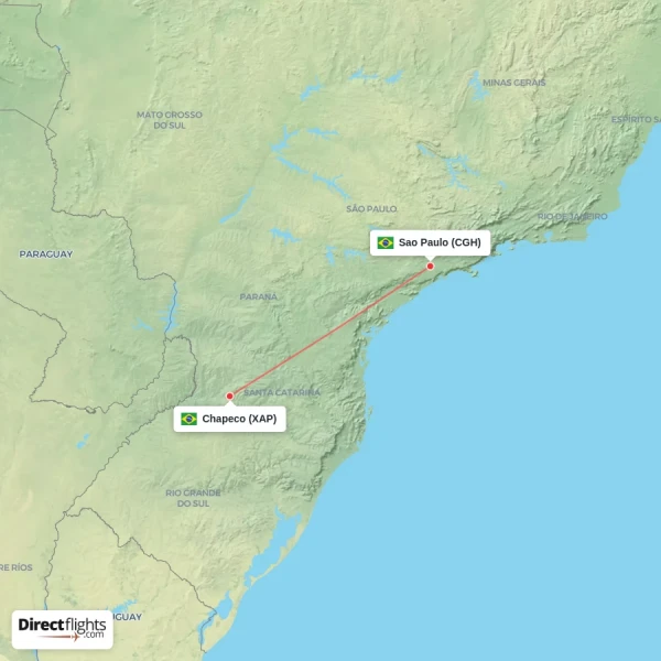 Sao Paulo - Chapeco direct flight map