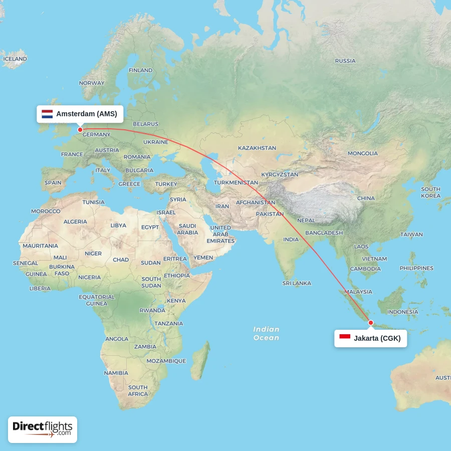 CGK - AMS route map