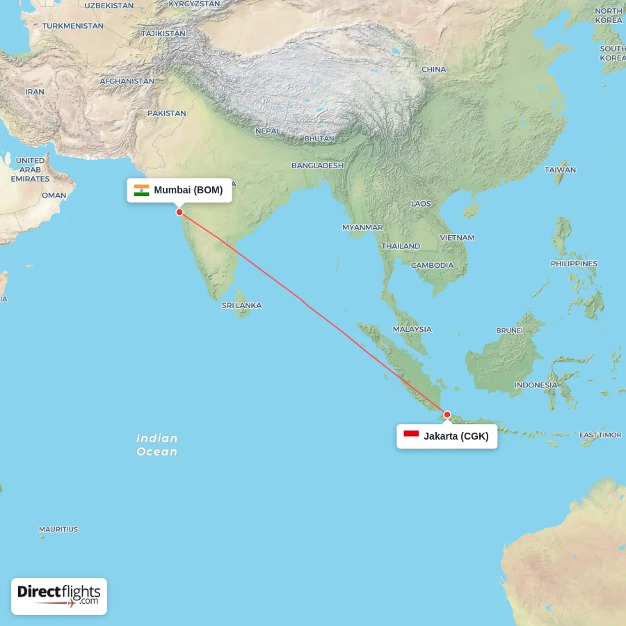 CGK - BOM route map