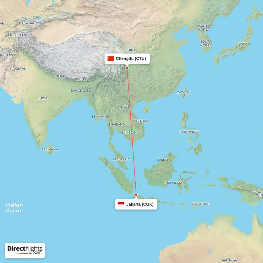 CGK - CTU route map