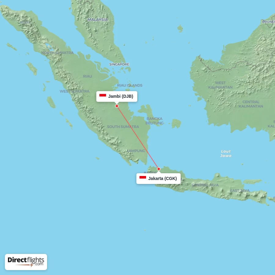 CGK - DJB route map