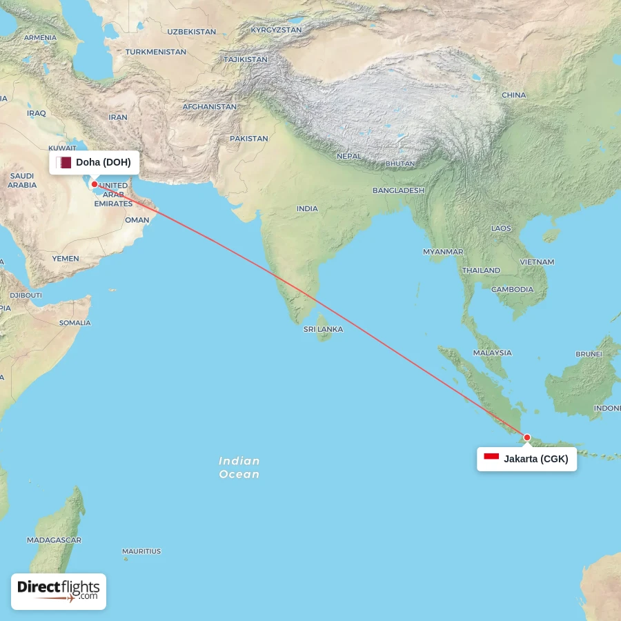 CGK - DOH route map