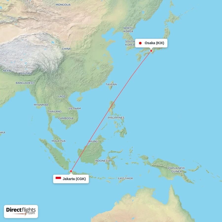 CGK - KIX route map
