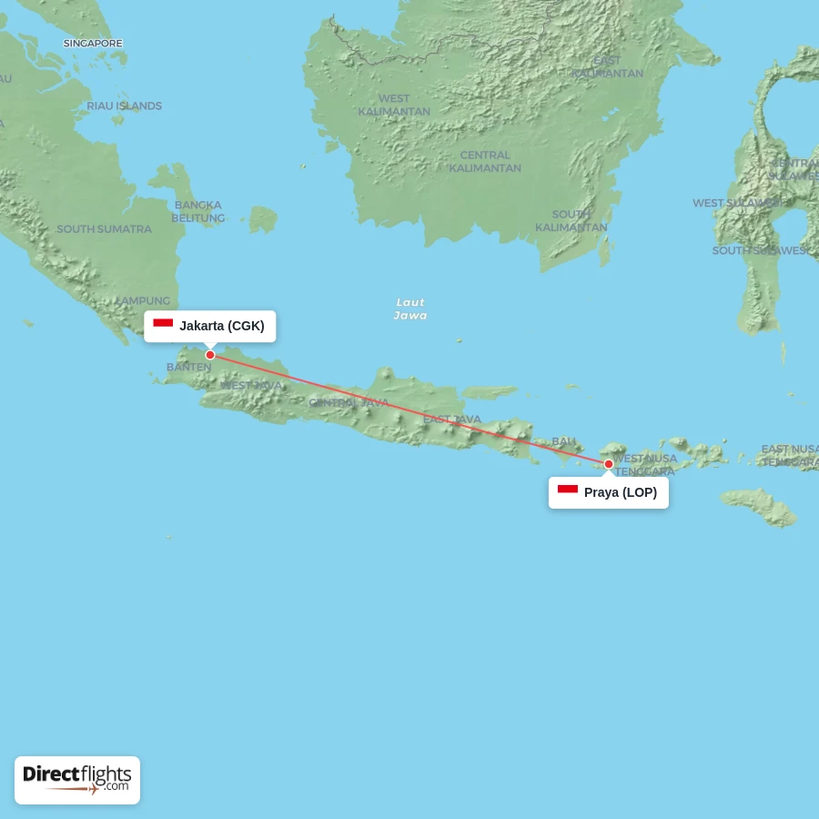 CGK - LOP route map