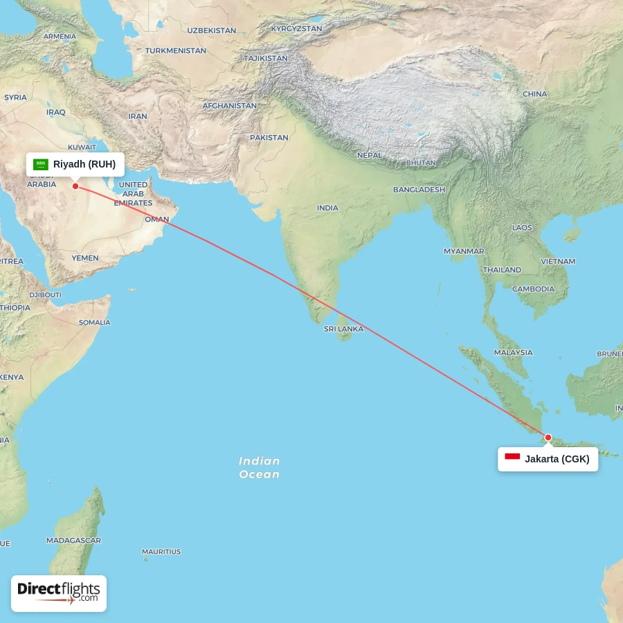 CGK - RUH route map