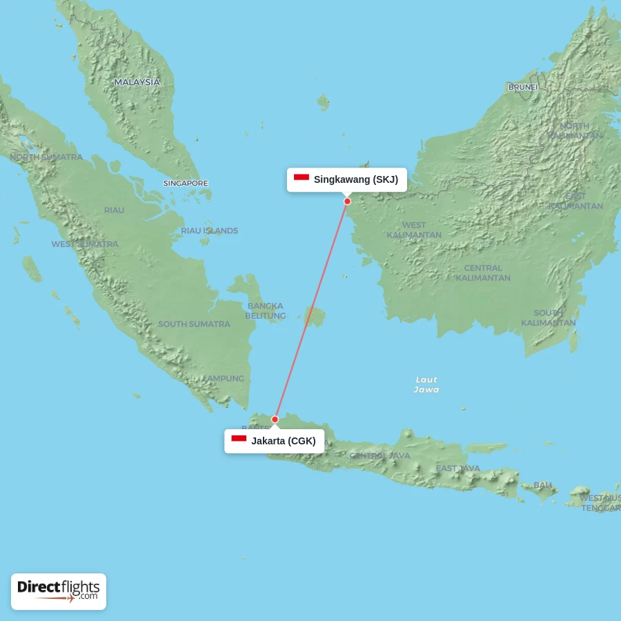 CGK - SKJ route map