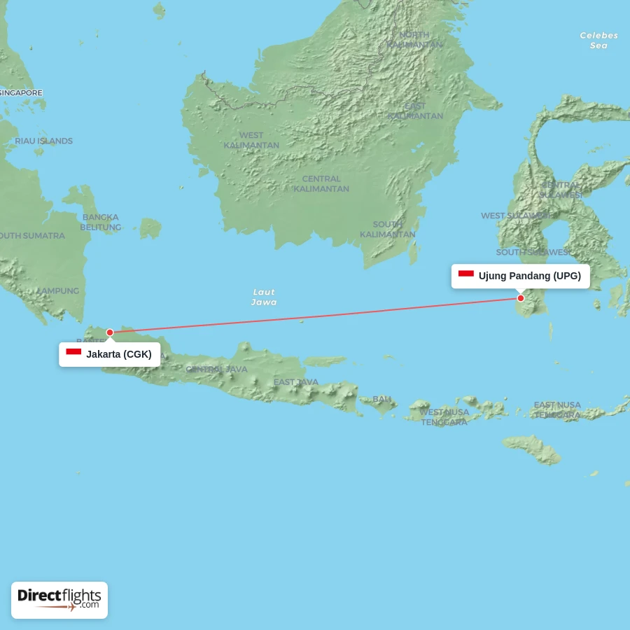 CGK - UPG route map