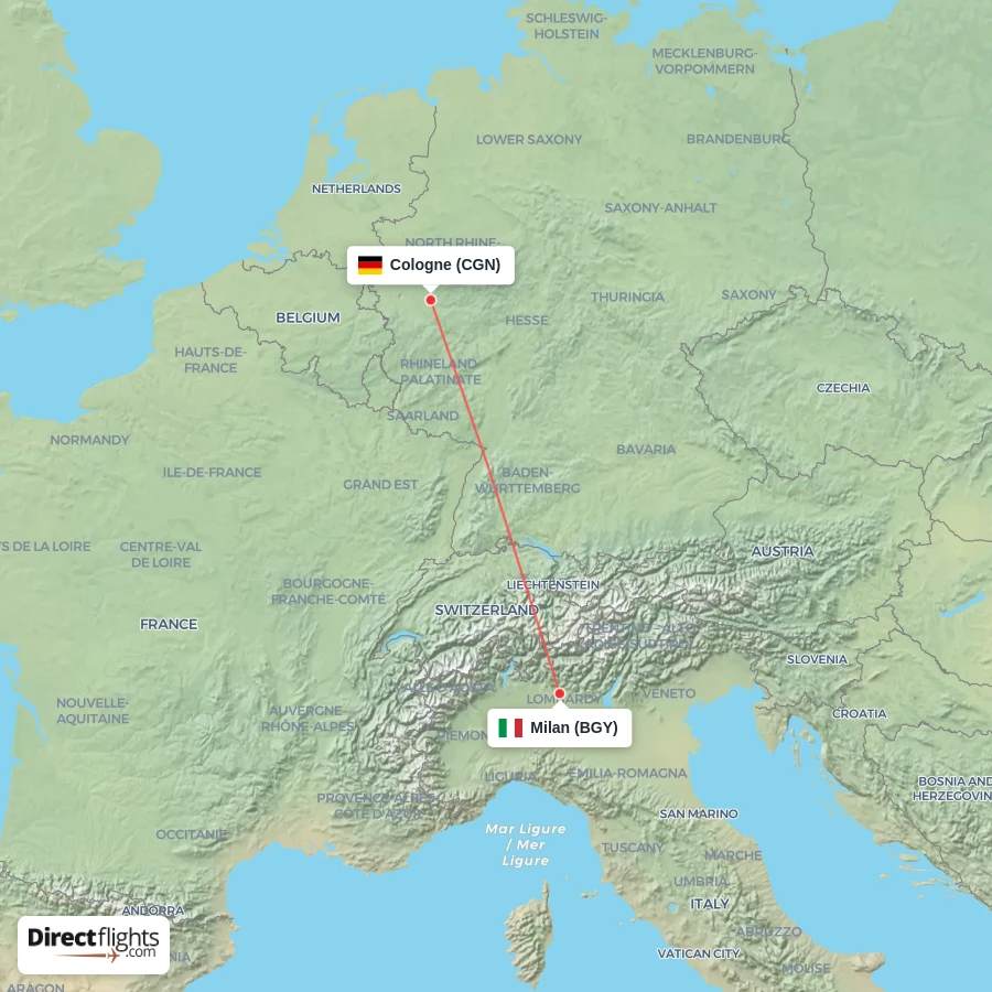 CGN - BGY route map