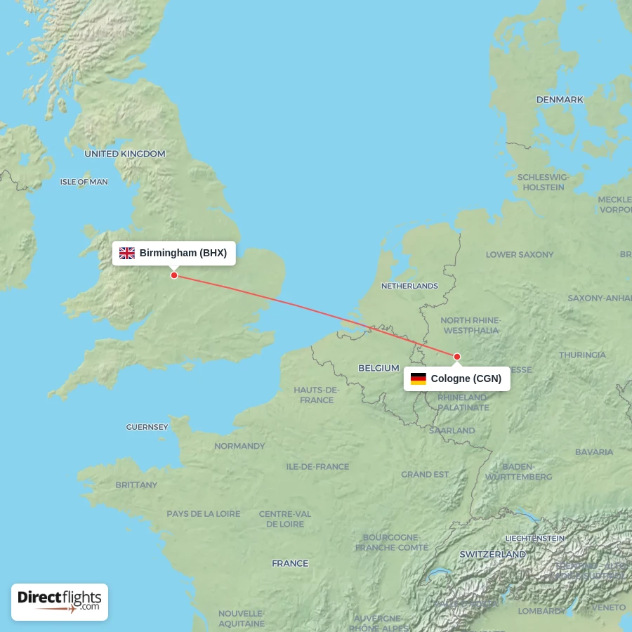 CGN - BHX route map