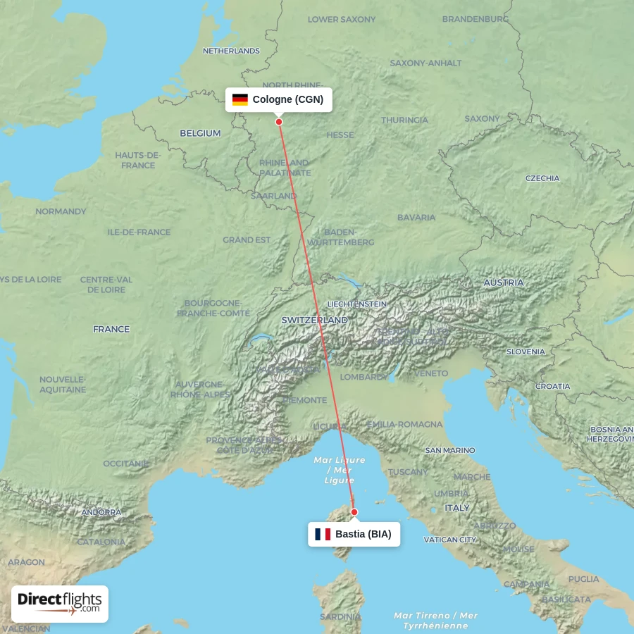 CGN - BIA route map