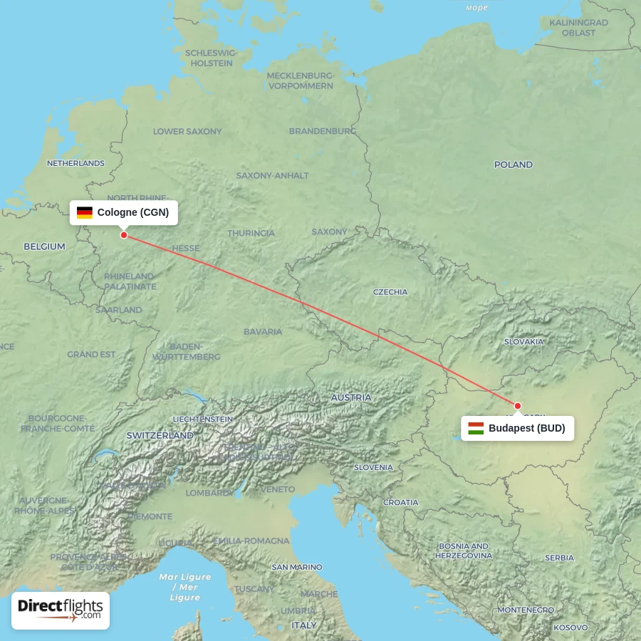 CGN - BUD route map