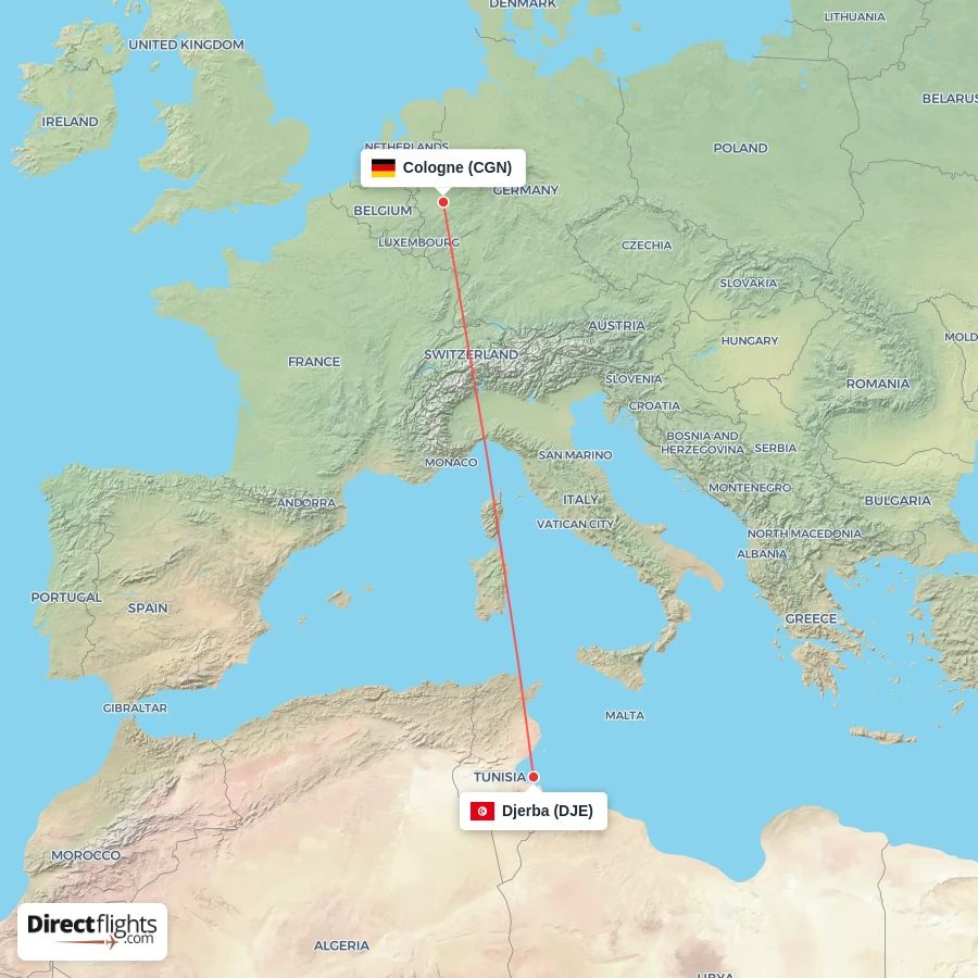 CGN - DJE route map
