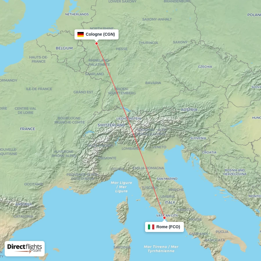 CGN - FCO route map