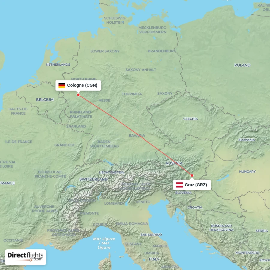CGN - GRZ route map