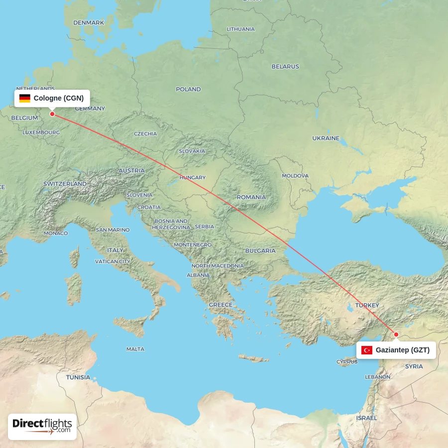 CGN - GZT route map
