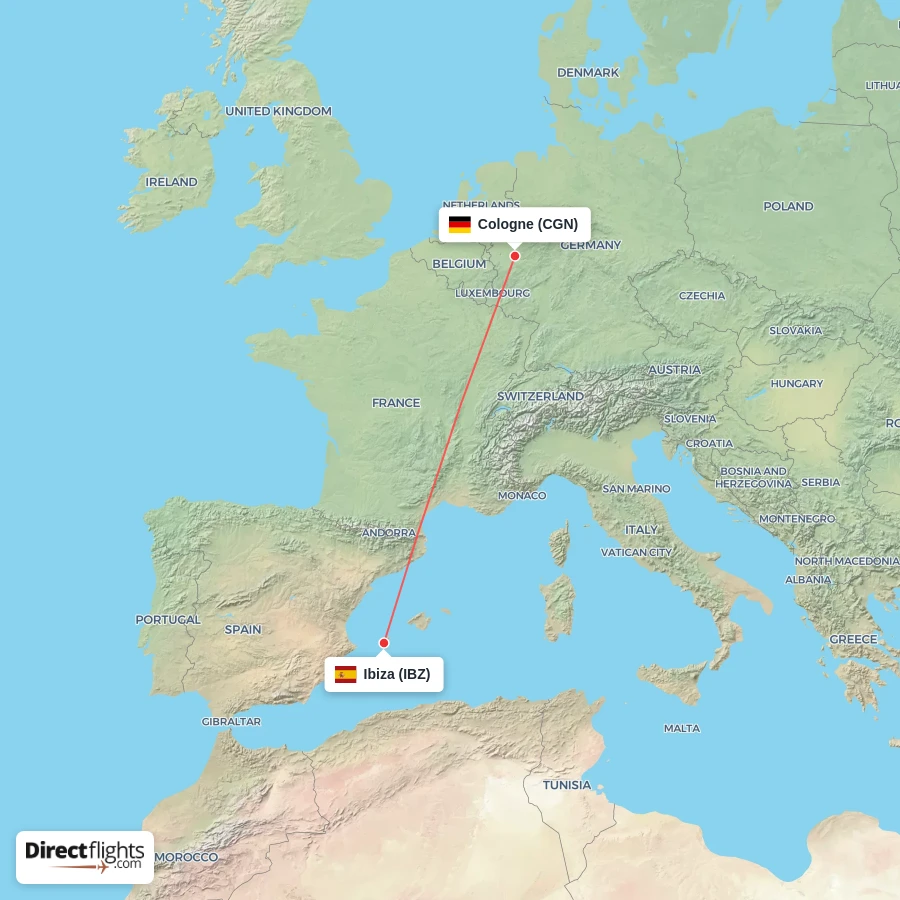 CGN - IBZ route map