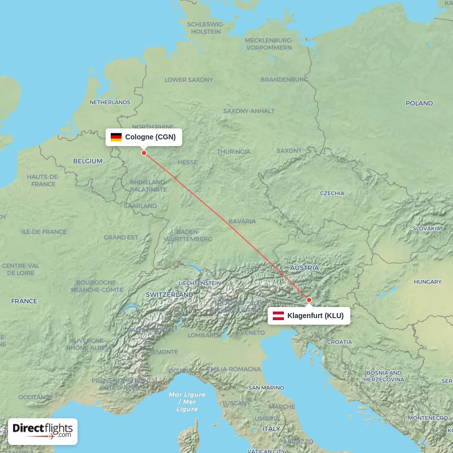 CGN - KLU route map