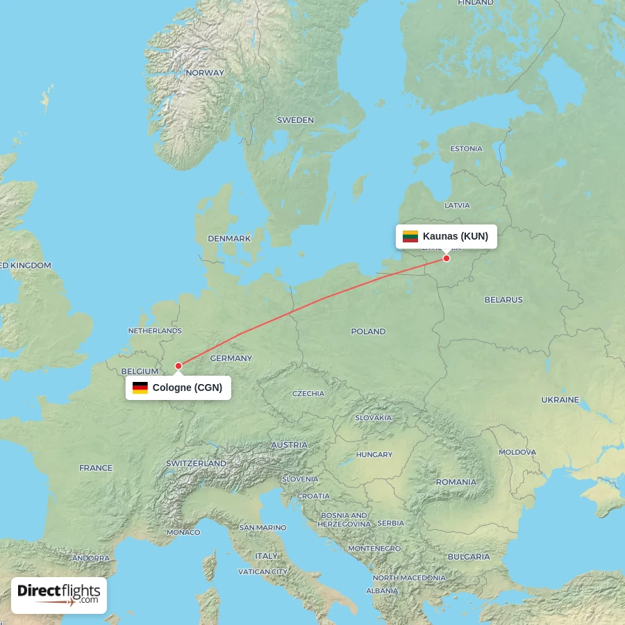 CGN - KUN route map