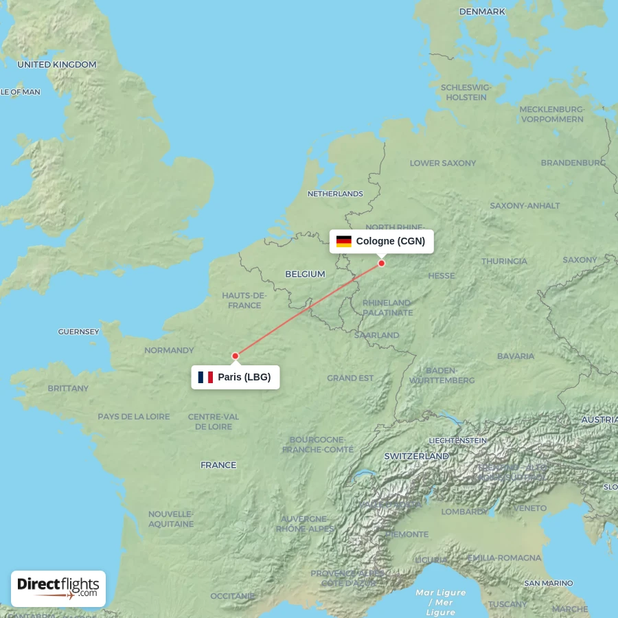 CGN - LBG route map