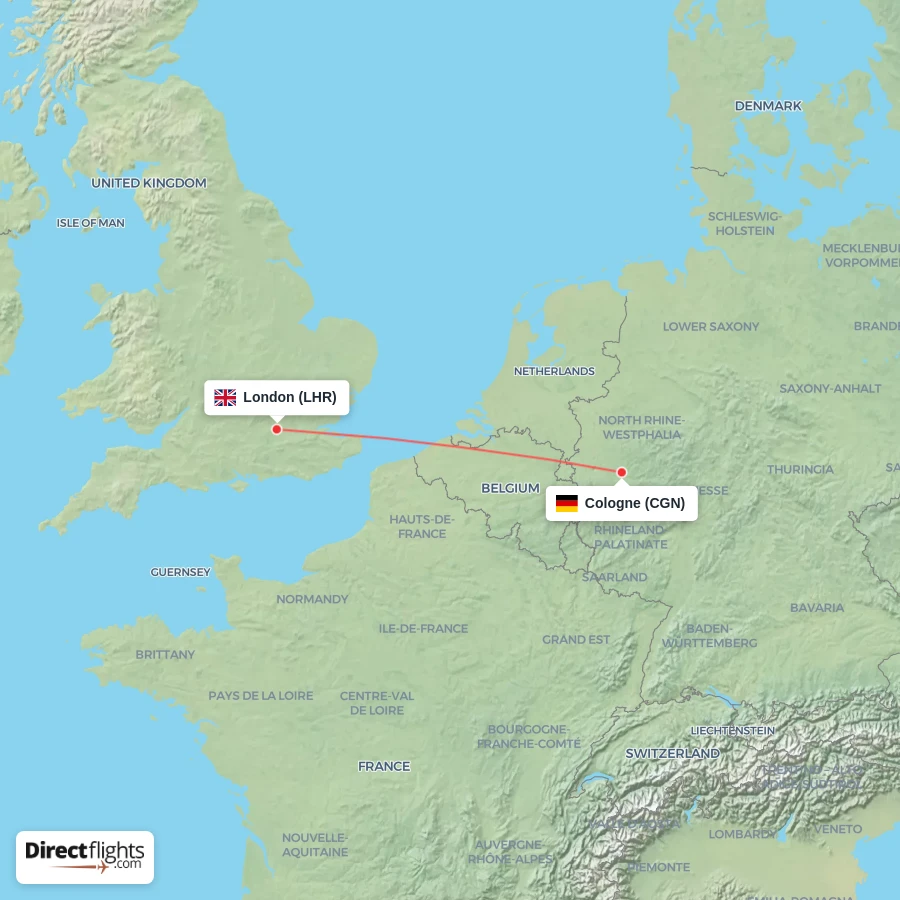 CGN - LHR route map
