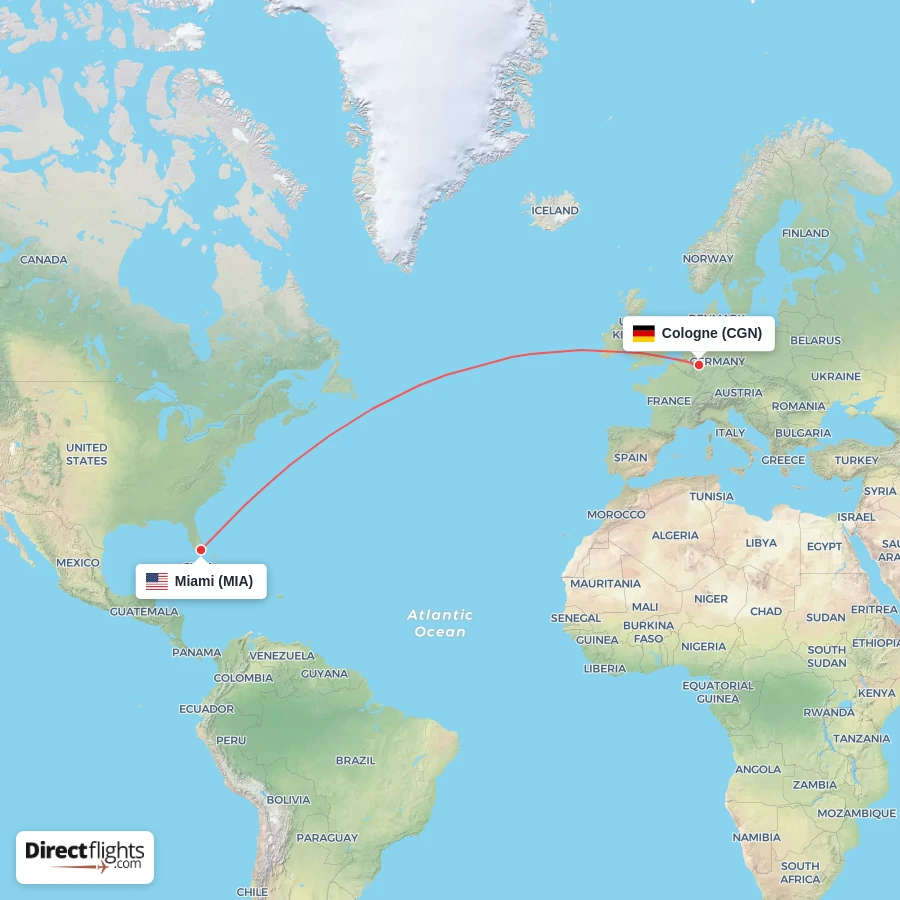 CGN - MIA route map