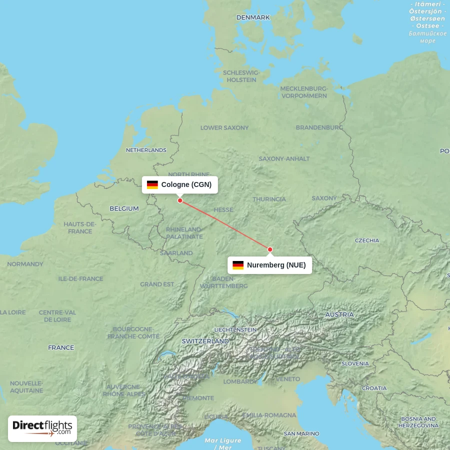 CGN - NUE route map