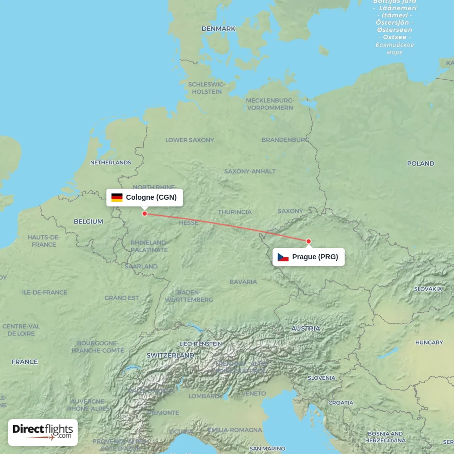 CGN - PRG route map