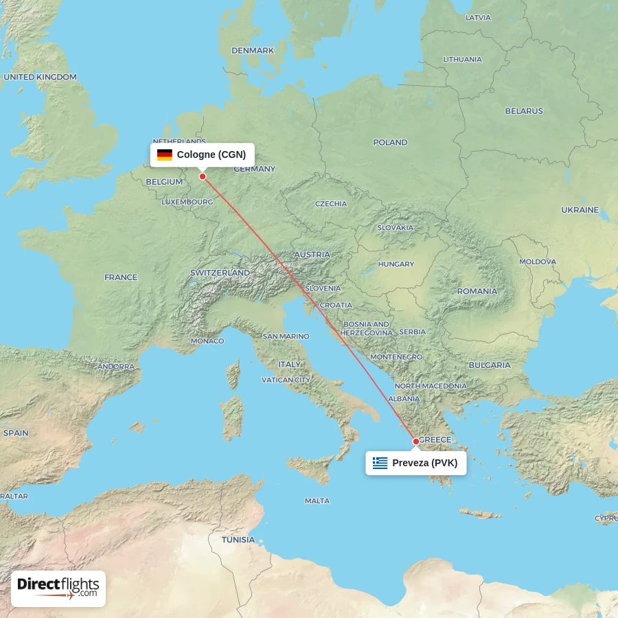 CGN - PVK route map