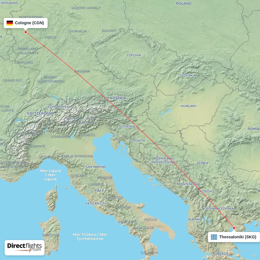 CGN - SKG route map