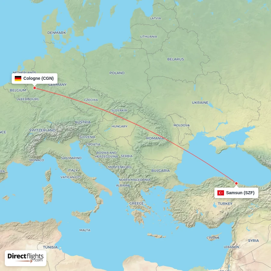 CGN - SZF route map