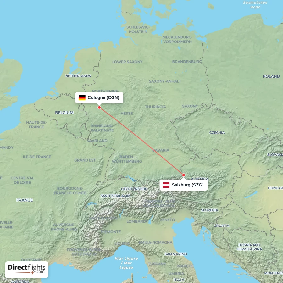 CGN - SZG route map