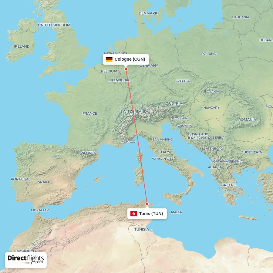 CGN - TUN route map