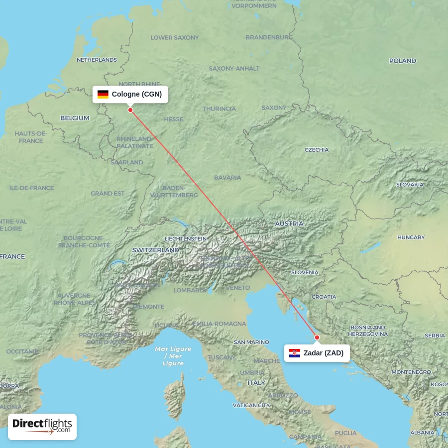 CGN - ZAD route map