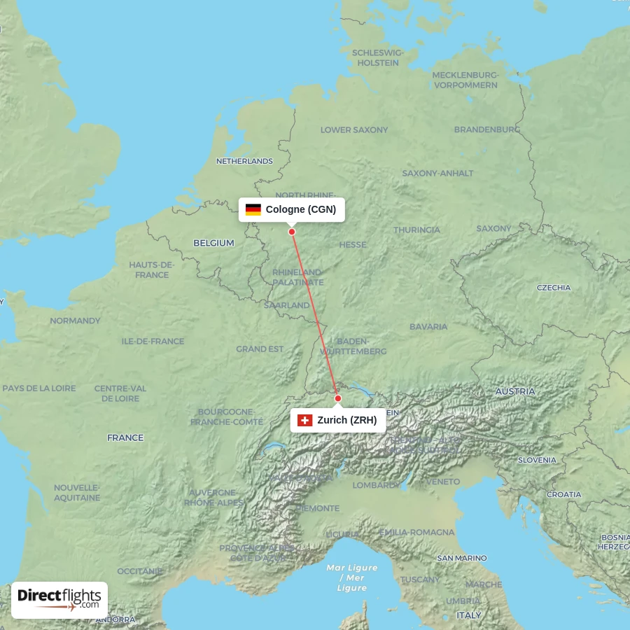 CGN - ZRH route map