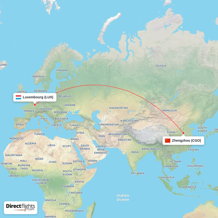 CGO - LUX route map