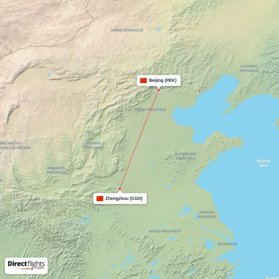 CGO - PEK route map