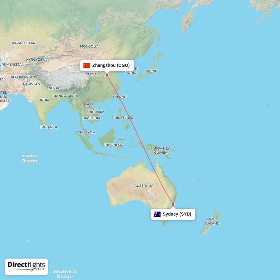 CGO - SYD route map