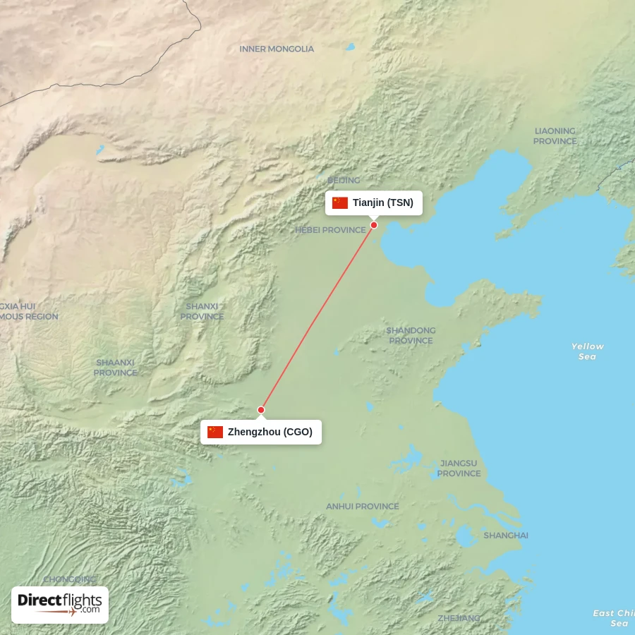CGO - TSN route map