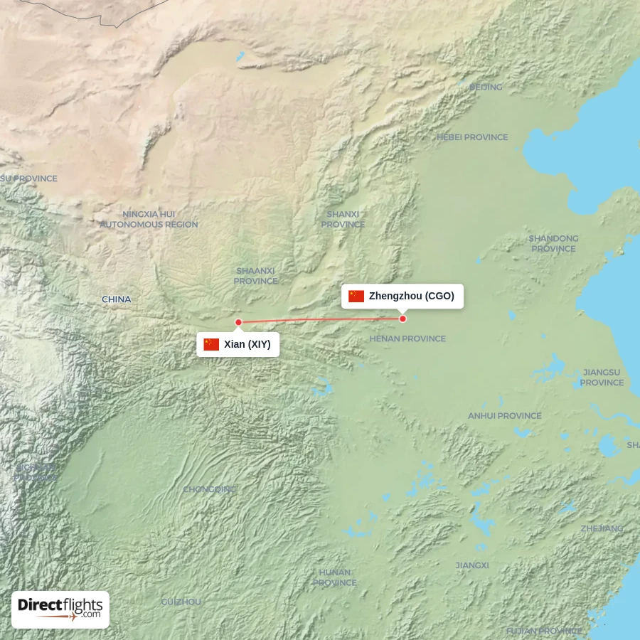 CGO - XIY route map