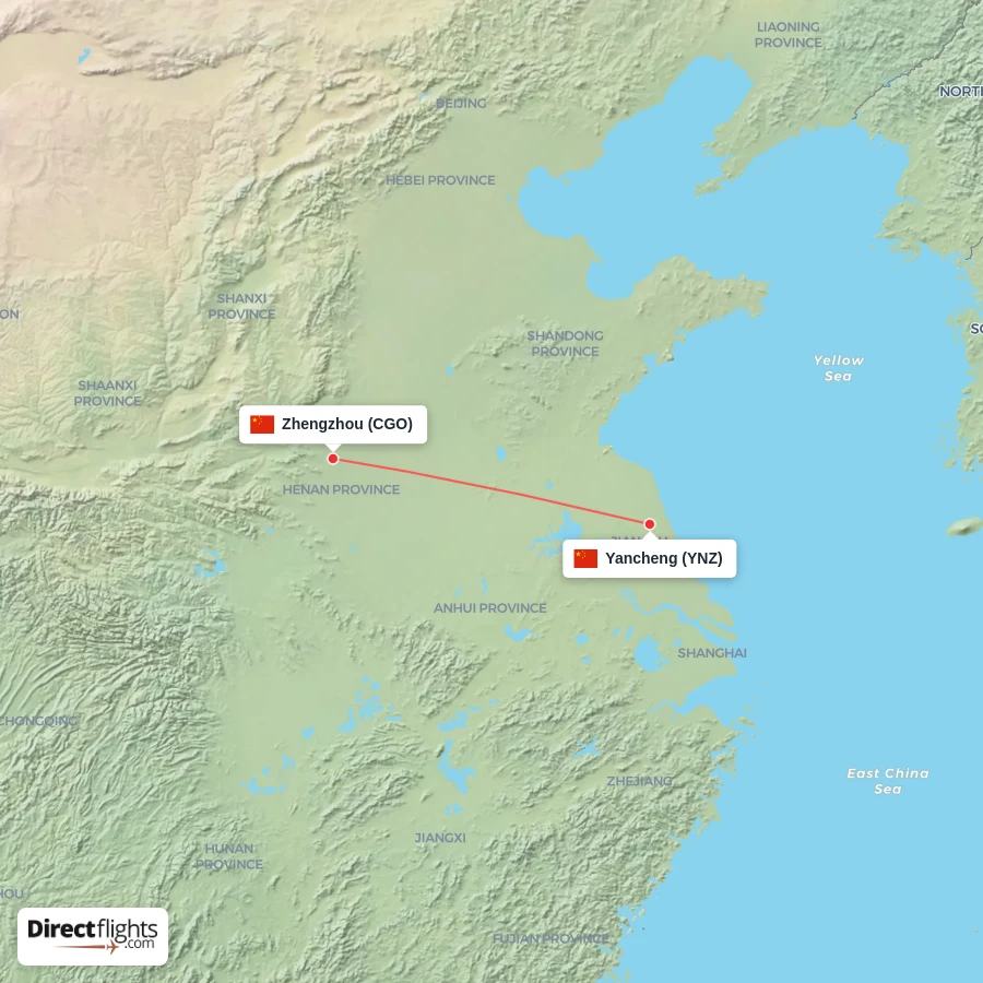 CGO - YNZ route map