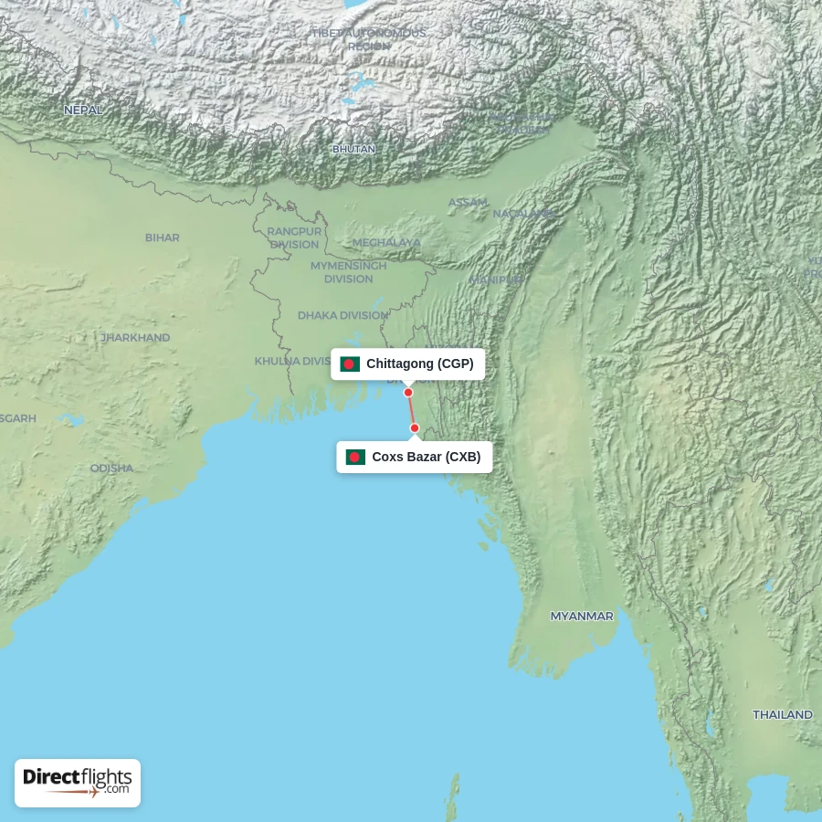CGP - CXB route map