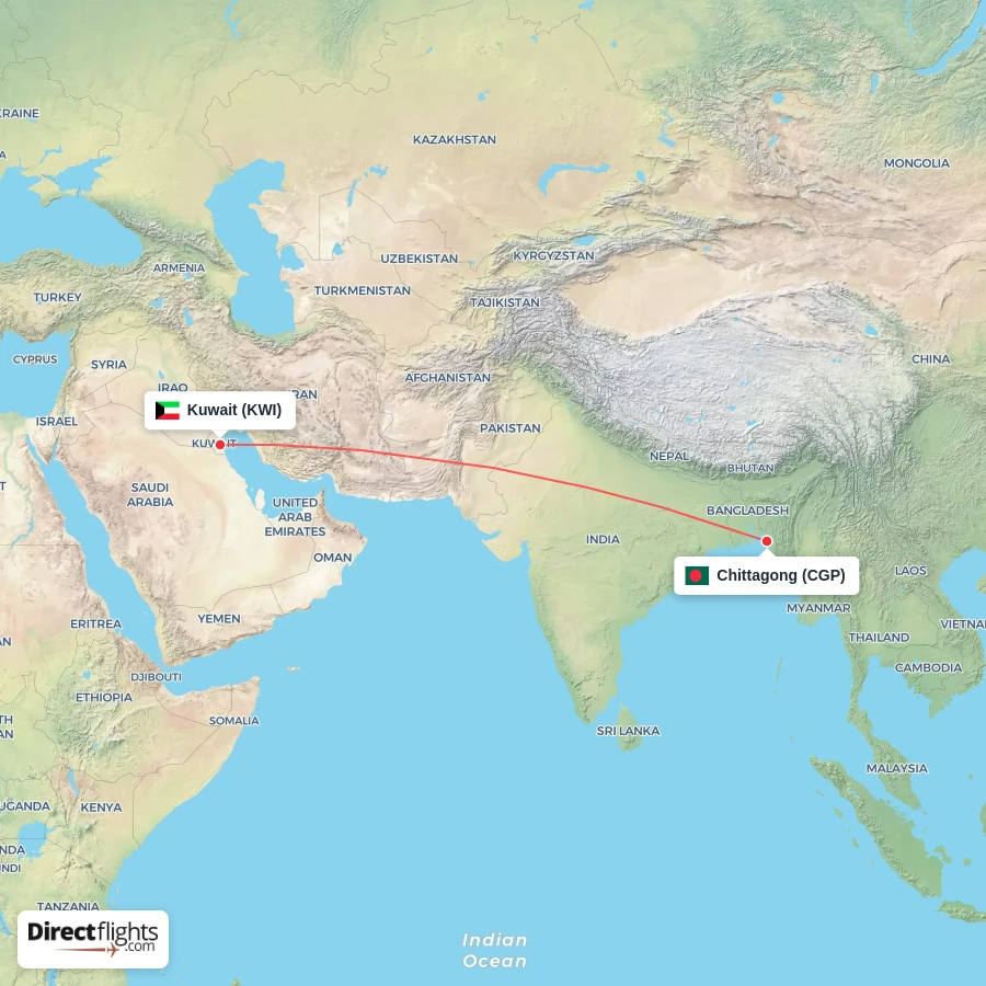 CGP - KWI route map