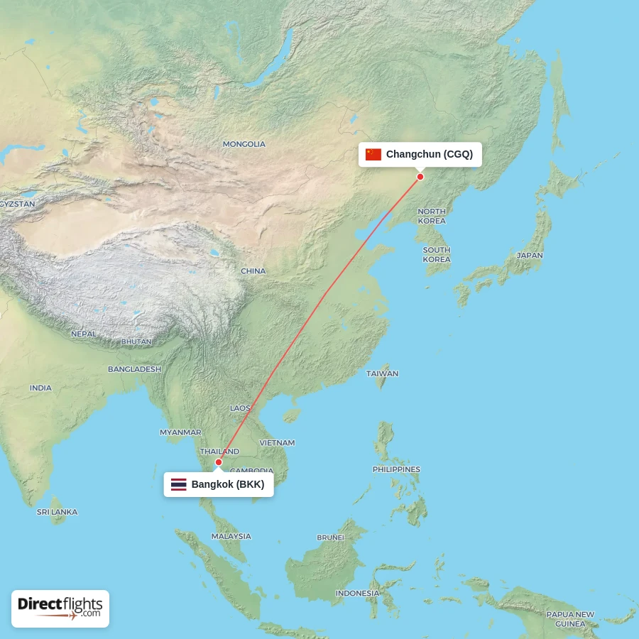 CGQ - BKK route map